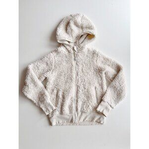 Girls' ATHLETA GIRL So Snug Ivory Sherpa Fleece Full Zip Hoodie, Size S/7